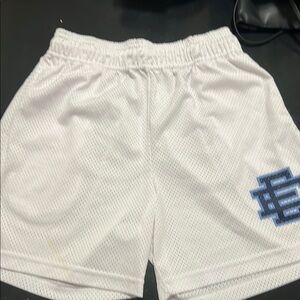 Eric Emanuel White and Blue Athletic Shorts